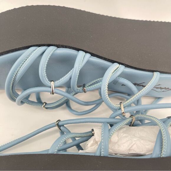 Free People Georgie Blue Wrap Gladiator Platform Open Toe Wedge Sandals Size 9 - Picture 15 of 16